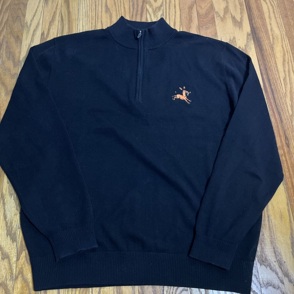 Monterey Club Sweater Mens XL Black 1/4 Zip Donkey Knitted Golf Active Casual